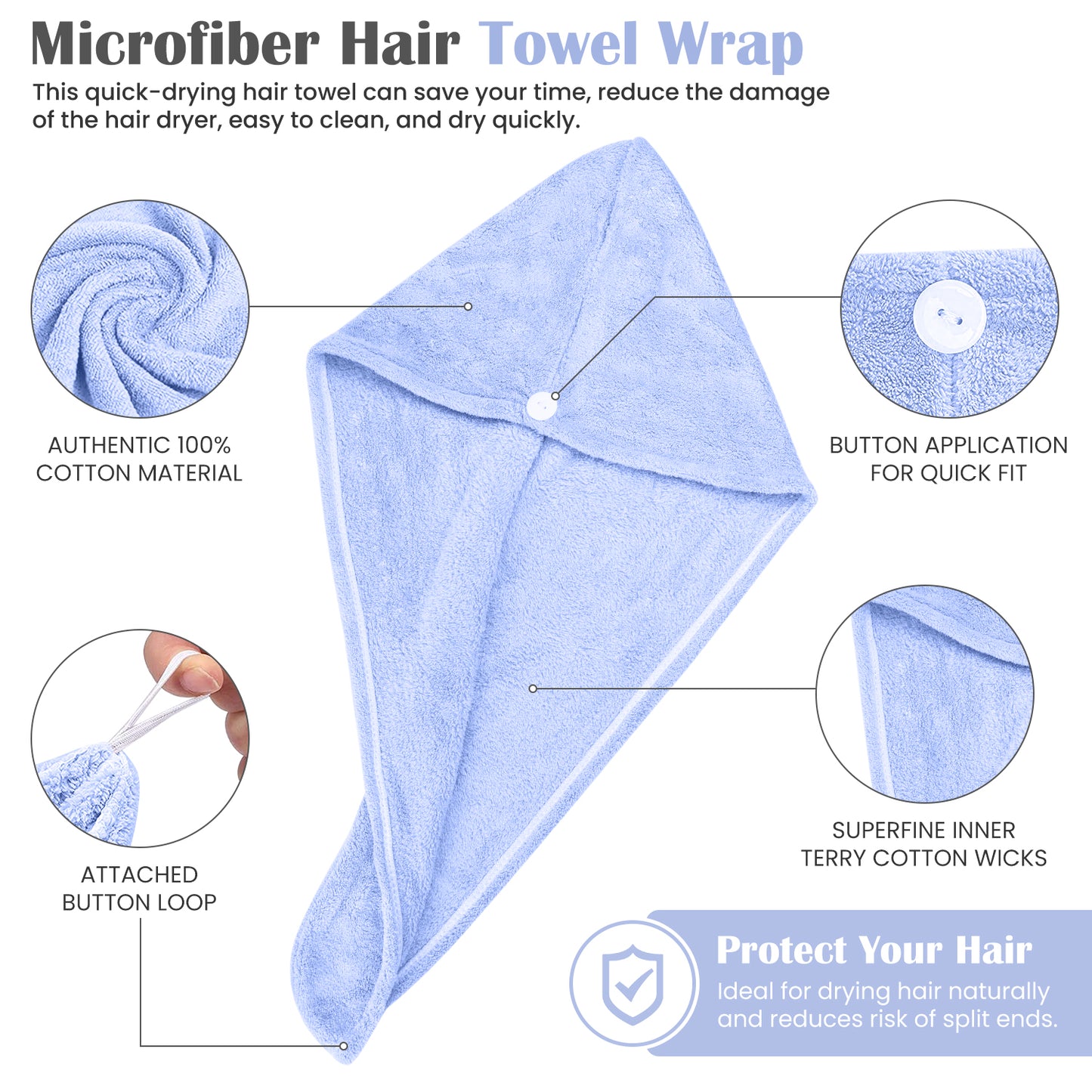 Glamza 'Speed Dry' Adult Size Hair Towel