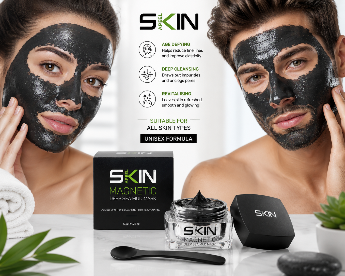 Skinapeel Magnetic Deep Sea Mud Mask With Application Spoon 50g