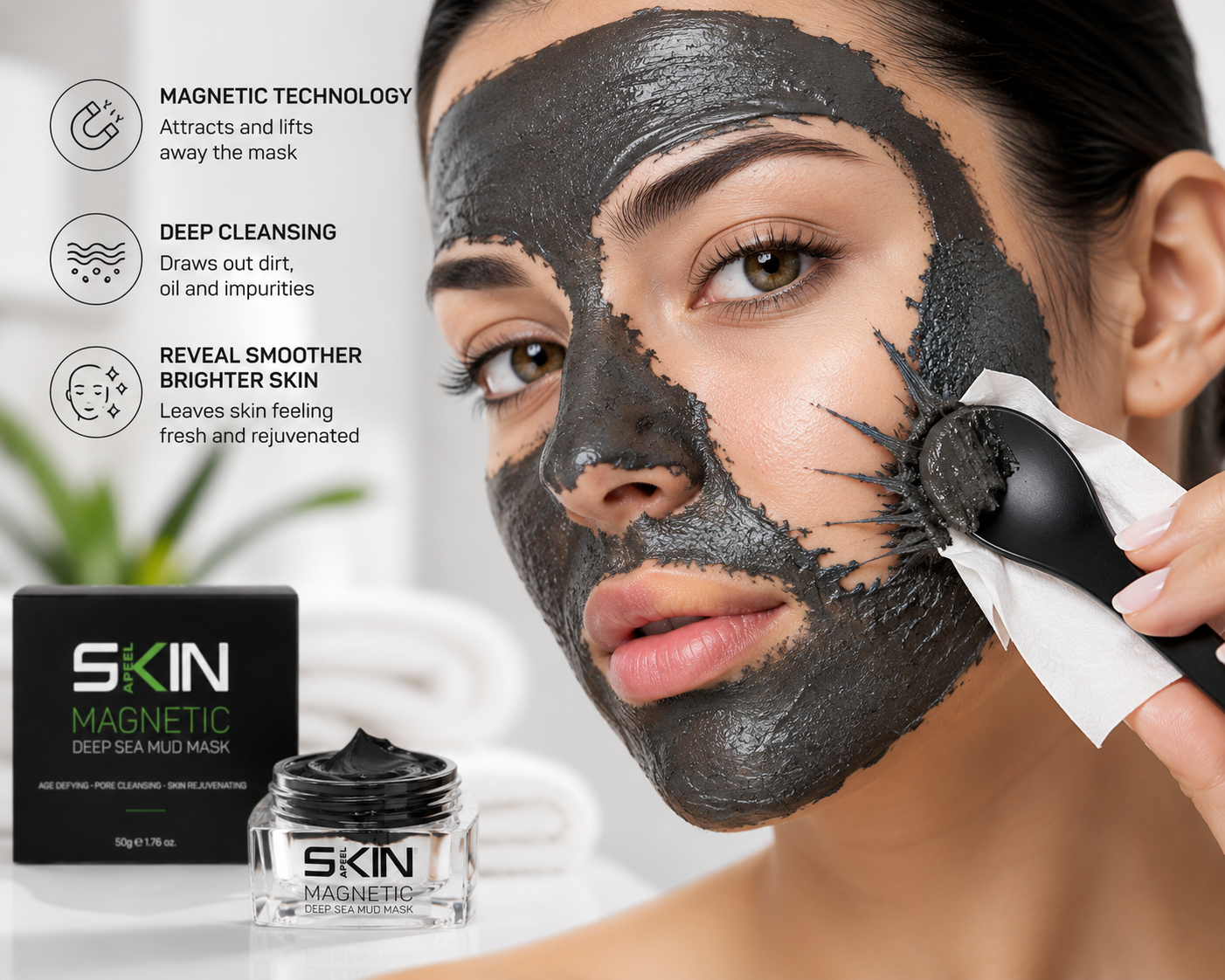 Skinapeel Magnetic Deep Sea Mud Mask With Application Spoon 50g