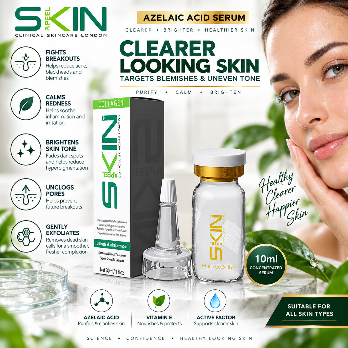 Skinapeel Azelaic Acid Serum 10ml – Clearer, Brighter, Healthier Skin