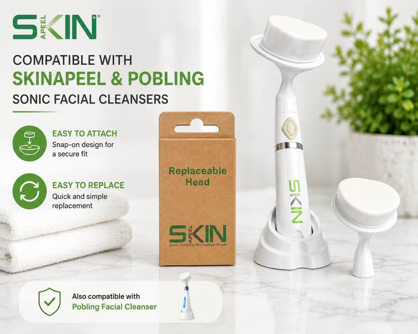 Skinapeel Sonic Pore Facial Cleanser Replacement Brush Head Only