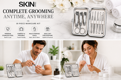 Skinapeel Mini 10pc Manicure Kit – Stainless Steel Grooming Set