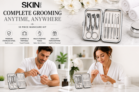Skinapeel Mini 10pc Manicure Kit – Stainless Steel Grooming Set