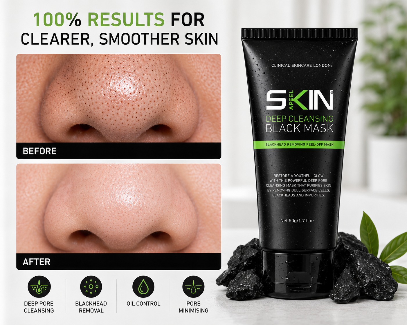Skinapeel Deep Cleansing Black Mask - Blackhead Removing Peel off Mask 50g