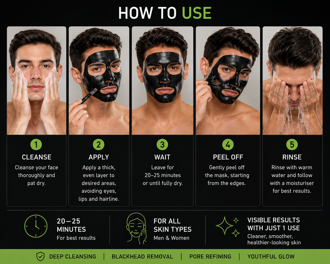 Skinapeel Deep Cleansing Black Mask - Blackhead Removing Peel off Mask 50g