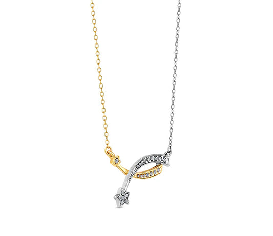 Diamond Style London - Shooting Star Necklace in gold and rhodium plating (Item code: Shootingstarneck)