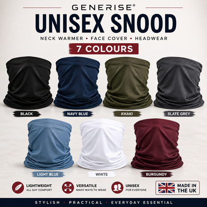 GENERISE Unisex Snood Neck Warmer | UK Made | 7 Colours