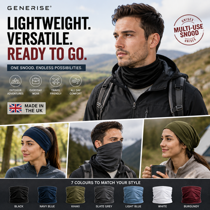 GENERISE Unisex Snood Neck Warmer | UK Made | 7 Colours