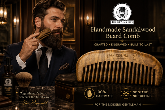 Sir Reginald's Engraved Hand Made Sandalwood Beard Comb