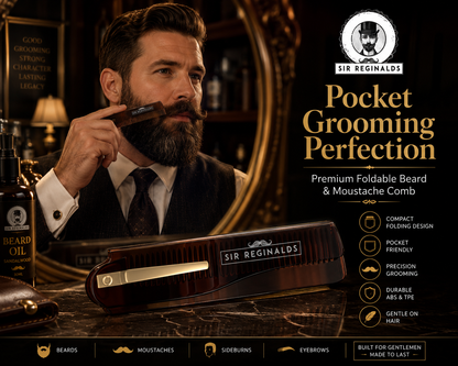 Sir Reginald's Foldable Beard Comb &amp; Moustache Comb