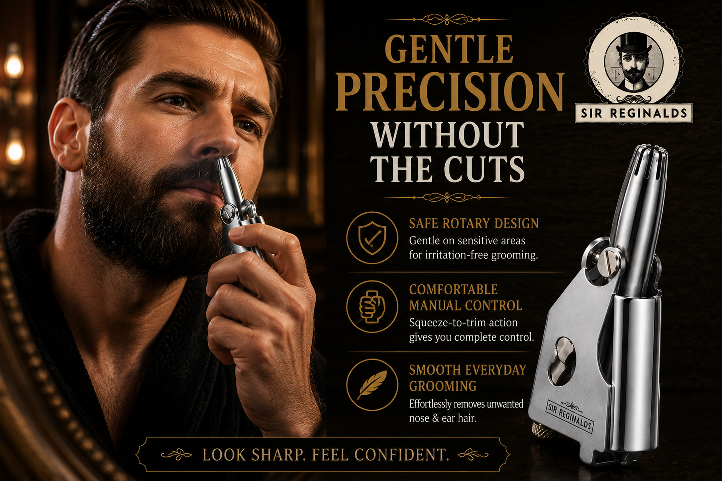 Sir Reginald's Silver Hawk Ear and Nose Hair Trimmer