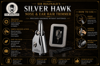 Sir Reginald's Silver Hawk Ear and Nose Hair Trimmer