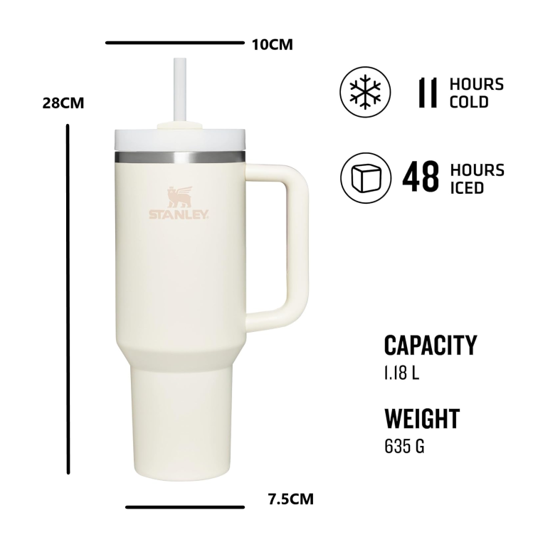 Stanley Quencher® H2.0 FlowState™ Tumbler 1.2L – Recycled Stainless Steel- Cream Tonal