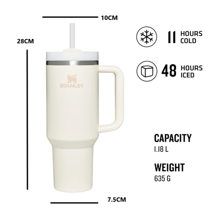 Stanley Quencher® H2.0 FlowState™ Tumbler 1.2L – Recycled Stainless Steel- Cream Tonal