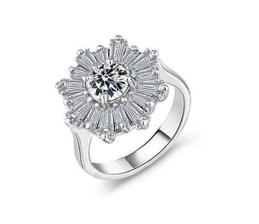 Diamond Style London Arrow Ring – Adjustable Silver Crystal Ring (Size M / US 6)