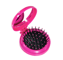 Load image into Gallery viewer, Glamza Round Folding Detangle Hair Brush with Mirror