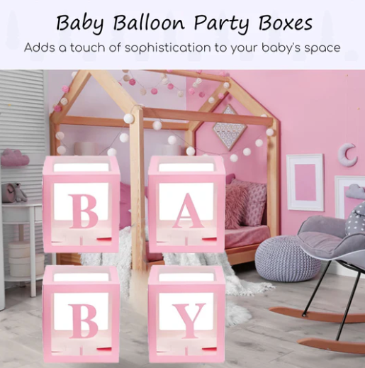 Party Props Love Baby Balloon Box in Pink or Blue