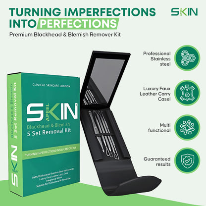 Skinapeel 5pc Blackhead and Blemish Removal Kit With Mirror and Case