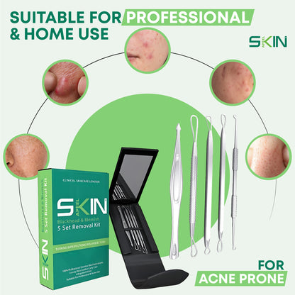 Skinapeel 5pc Blackhead and Blemish Removal Kit With Mirror and Case