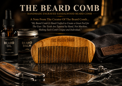 The Beard Comb Handmade & Engraved Sandalwood – Premium Grooming for the Modern Gentleman