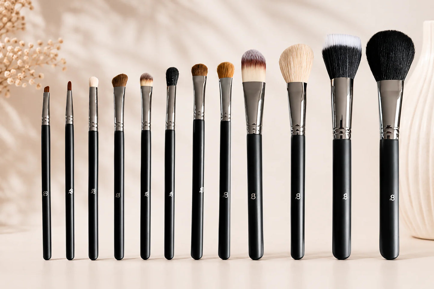 12pc IB Brush Set Multicolour Bristles