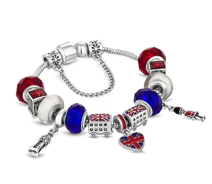 Diamond Style London - Treasure Bracelet with British Charms - Small Size (Item code: Treasurebrabritishsml)