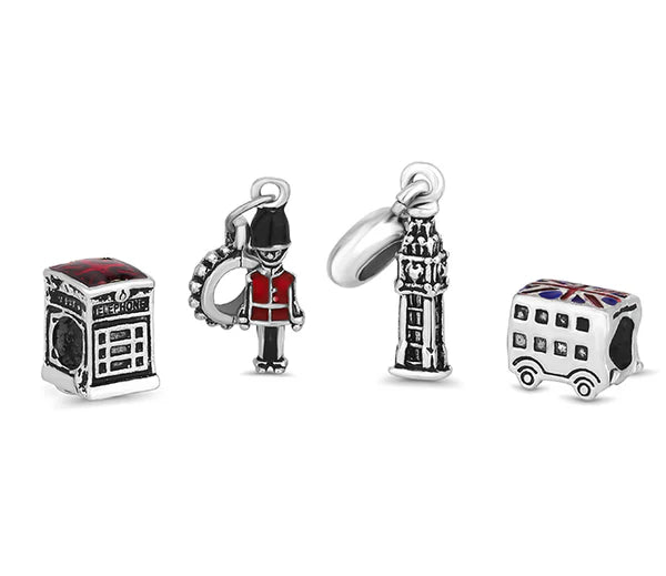 Diamond Style London - Treasure Bracelet with British Charms - Small Size (Item code: Treasurebrabritishsml)