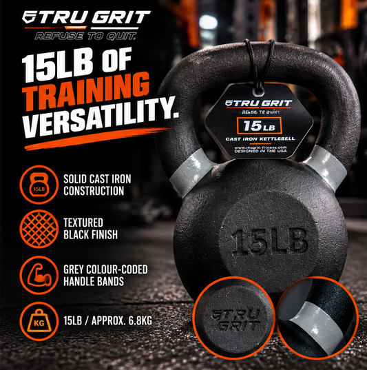 Generise Gym Tri Grit Cast Iron Kettlebell - 15lbs / 6.8kg