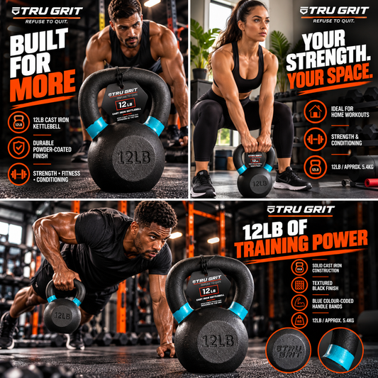 Generise Gym Tru Grit Cast Iron Kettlebell - 12lbs / 5.44kg