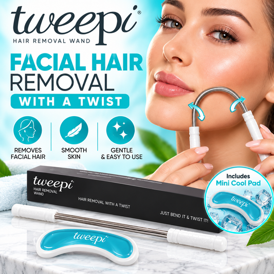 Tweepi Hair Removal Wand with Mini Cooling Gel Pad – Manual Facial Hair Remover