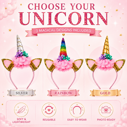 Children’s Unicorn Headbands – Cute & Comfortable - Ideal For Birthdays, Fancy Dress, Play Time!