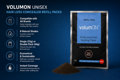 Volumon Unisex Hair Loss Concealer Refill Packs – 22g x2 - Transitioning to New Packaging