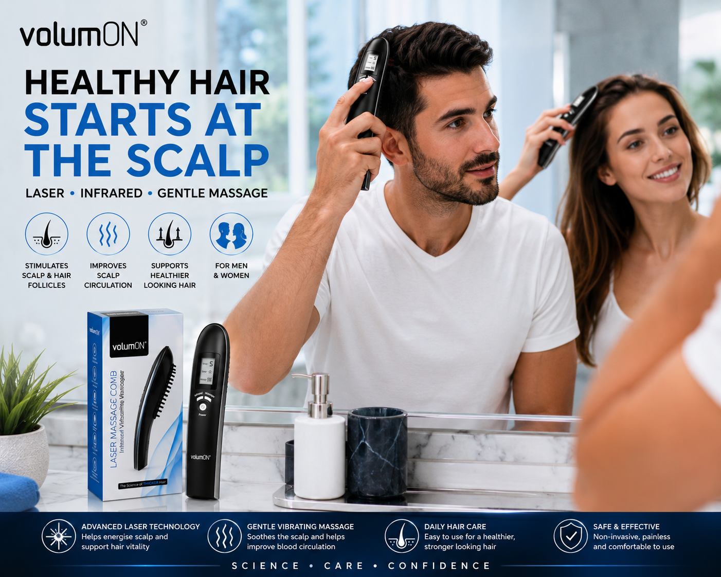 Volumon Laser Hair Massage Comb – Stimulate Hair Growth & Boost Scalp Health