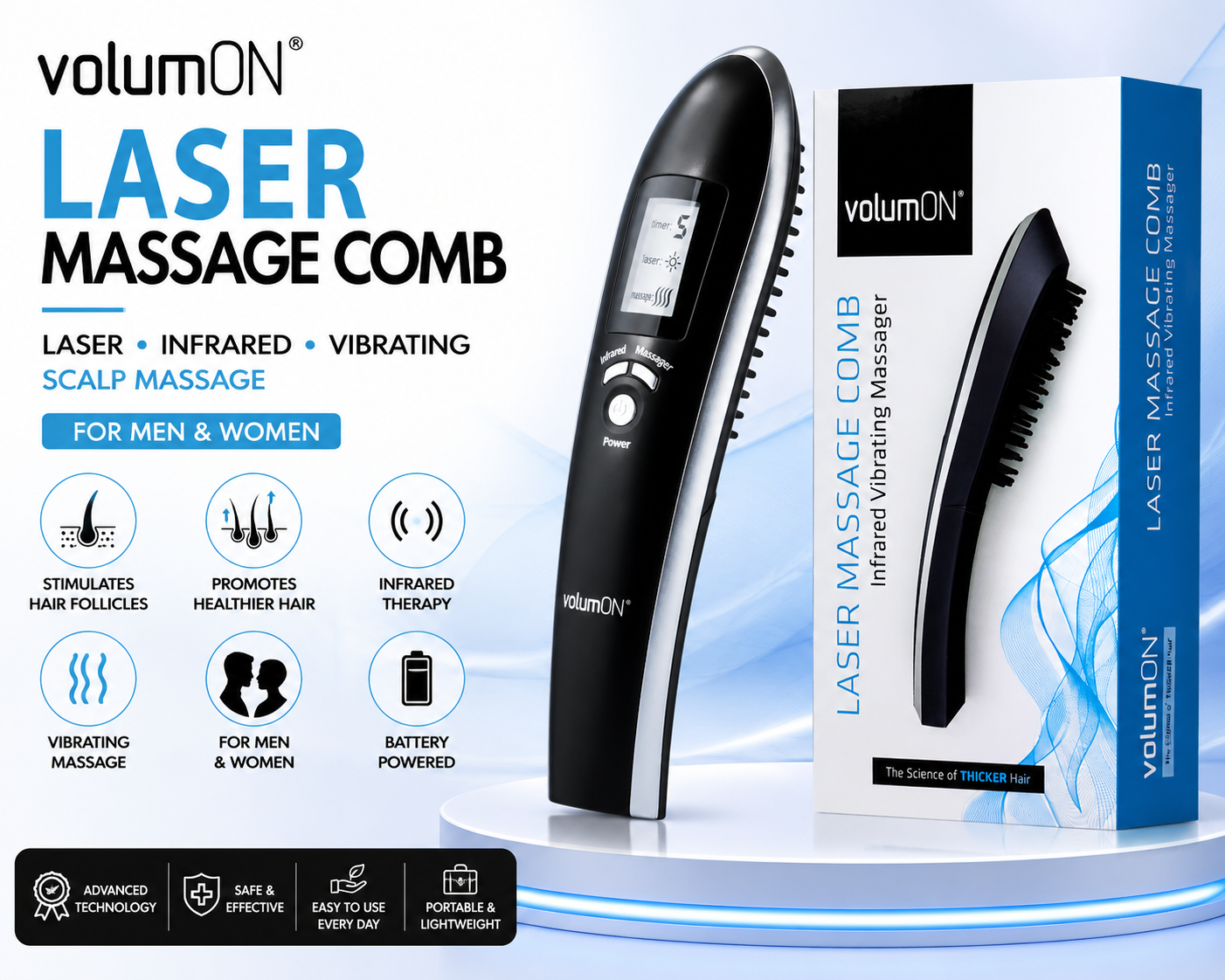 Volumon Laser Hair Massage Comb – Stimulate Hair Growth & Boost Scalp Health