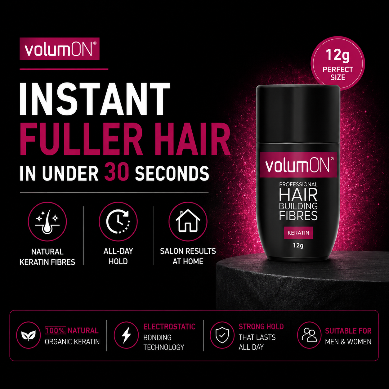 Volumon Hair Building Fibres - KERATIN 12g