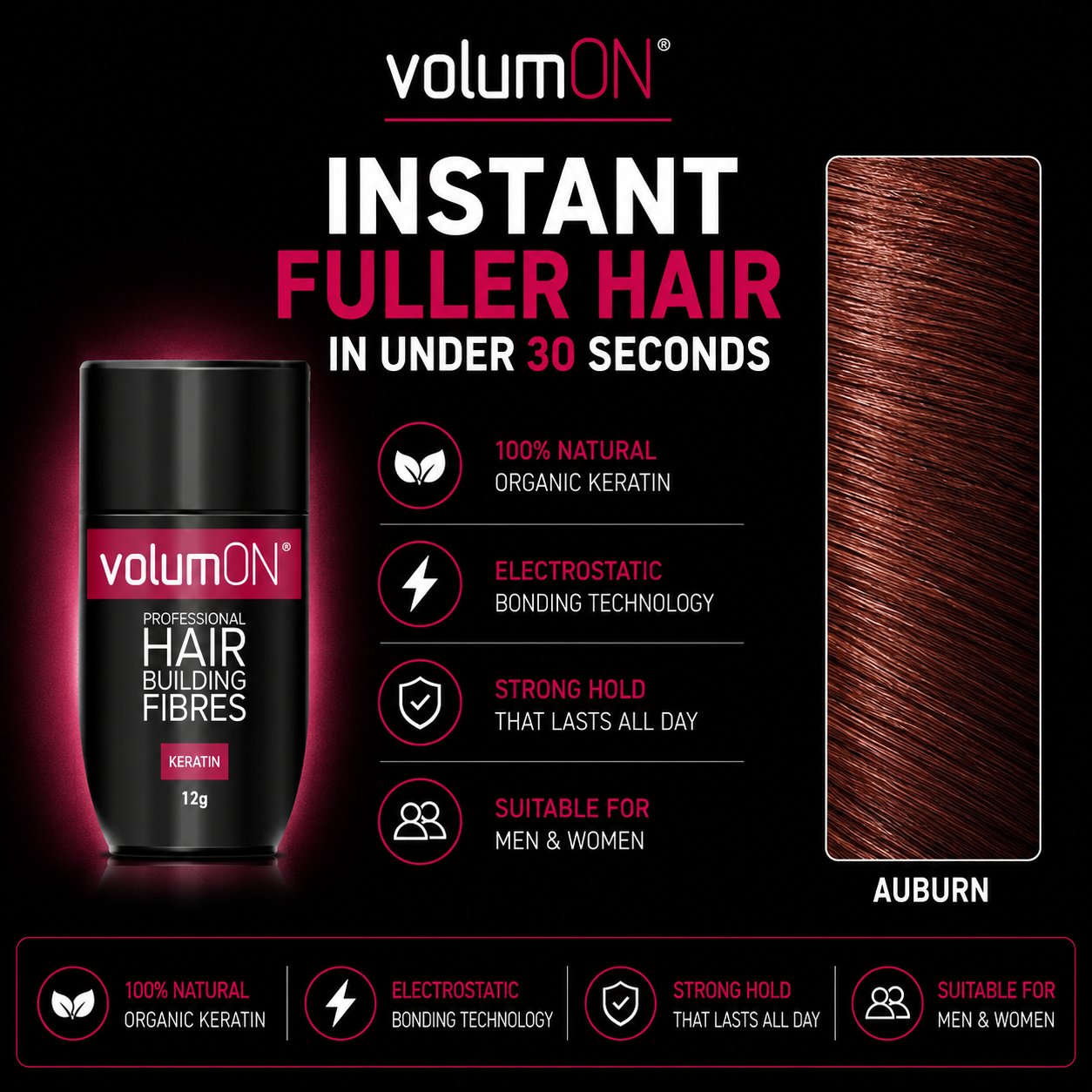 Volumon Hair Building Fibres - KERATIN 12g