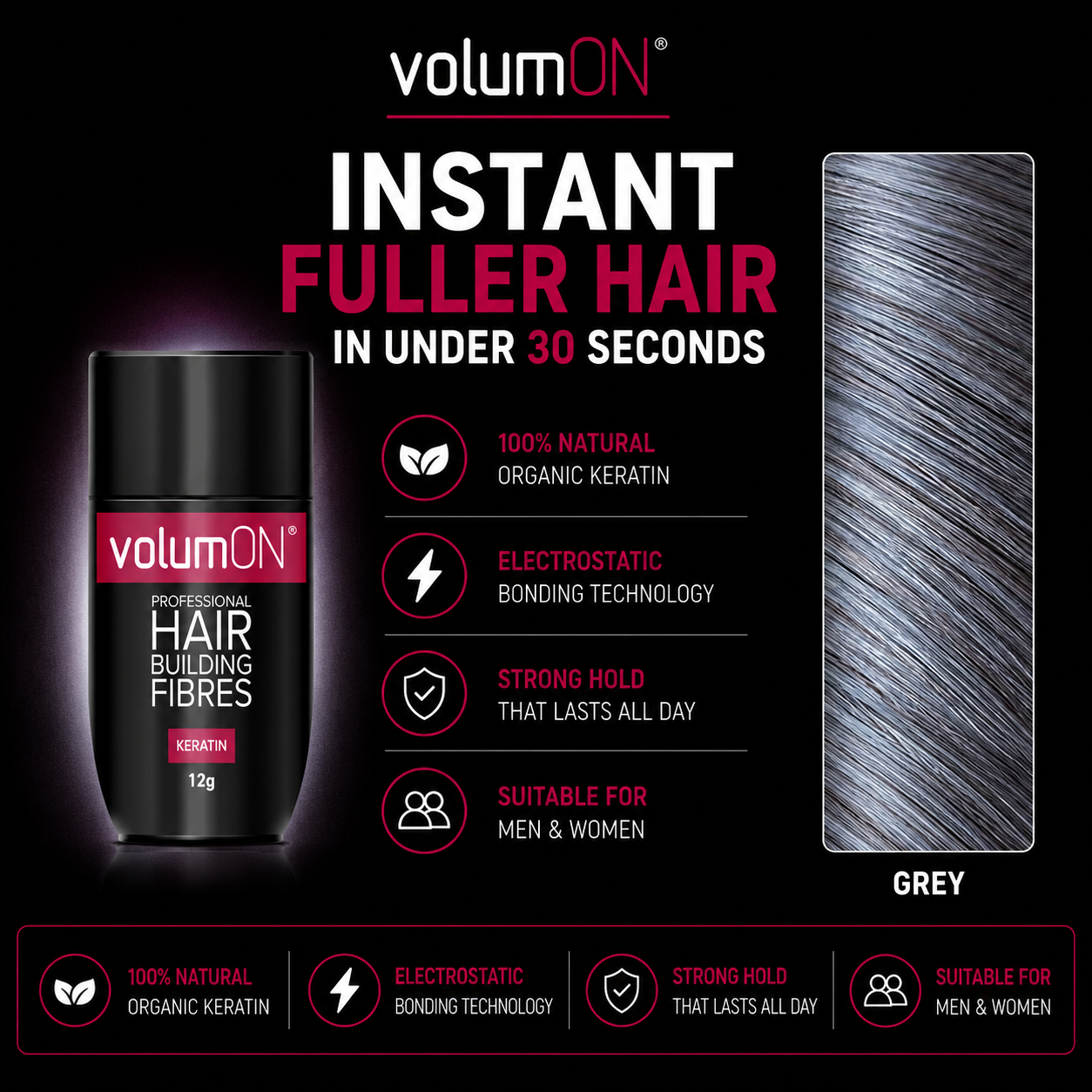 Volumon Hair Building Fibres - KERATIN 12g