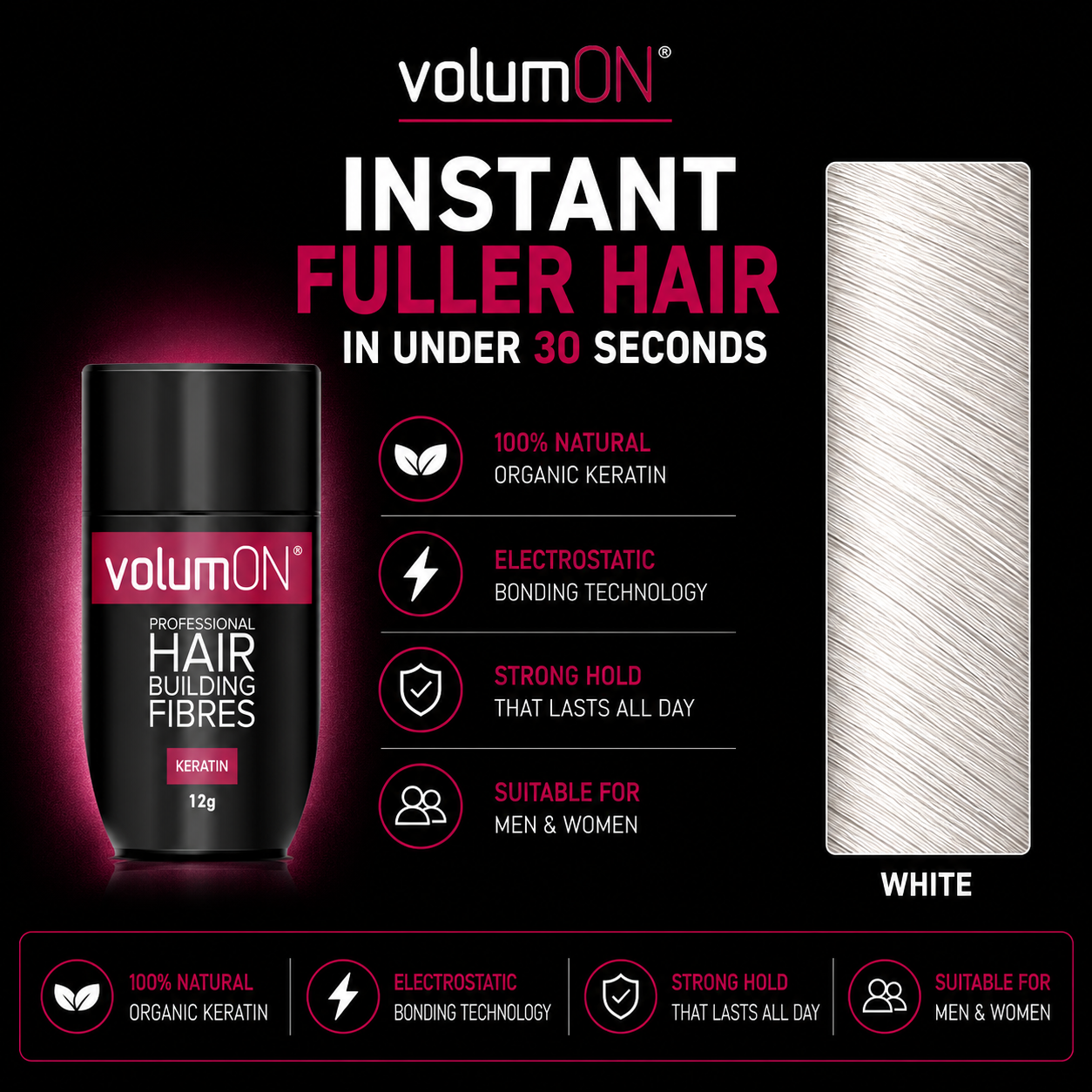 Volumon Hair Building Fibres - KERATIN 12g