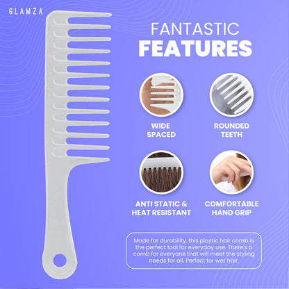 Glamza Big Wide Tooth Comb - White