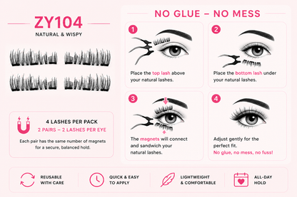 Glamza Magnetic Eyelashes – 8 Styles Available | Reusable False Lashes | No Glue Required