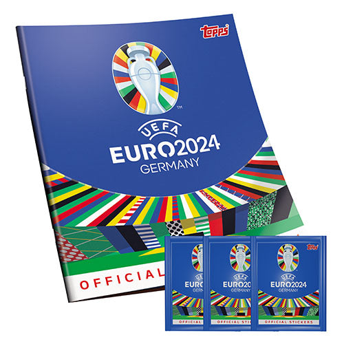 TOPPS UEFA EURO 2024 STARTER PACK- Album with 6 stickers in the album and 3 x 6 pack of stickers (24 stickers total)