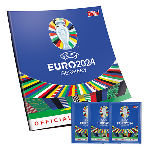 Euro 2024 STARTER PACK- Album with 6 stickers in the album and 3 x 6 pack of stickers (24 stickers total)