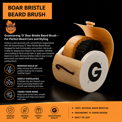 Groomarang ‘O’ Boar Bristle Beard Brush – For Perfect Beard Care and Styling