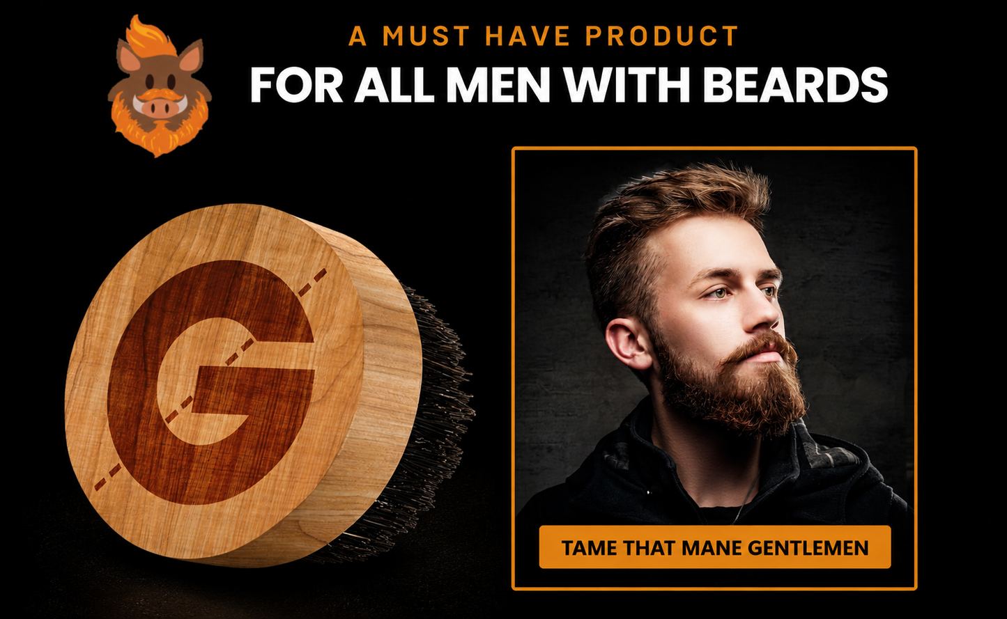 Groomarang ‘O’ Boar Bristle Beard Brush – For Perfect Beard Care and Styling