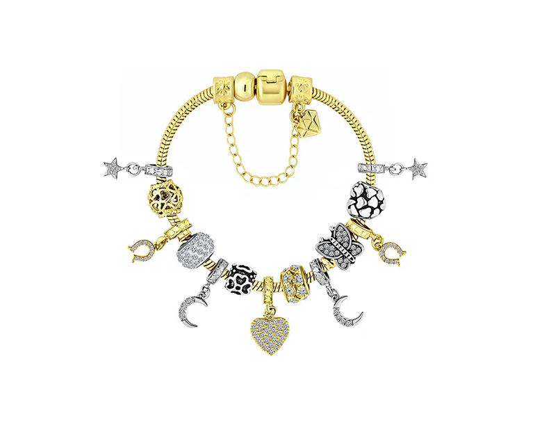 Diamond Style London - Charm bra heart gold plating (Item code: Charmbraheartsgold)