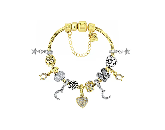 Diamond Style London - Charm bra heart gold plating (Item code: Charmbraheartsgold)