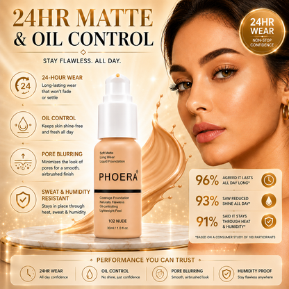 Phoera Flawless Matte Liquid Foundation (10 Shades Available - Select in Dropdown)