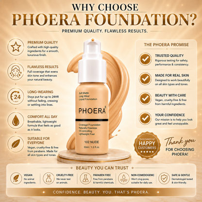 Phoera Flawless Matte Liquid Foundation (10 Shades Available - Select in Dropdown)