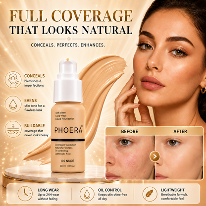 Phoera Flawless Matte Liquid Foundation (10 Shades Available - Select in Dropdown)