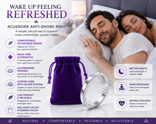 Acusnore Pressure Point Snoring Ring - Purple Pouch